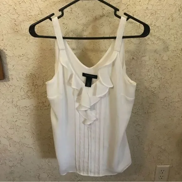 White House Black Market Pleated Ruffle Top - Picture 1 of 11